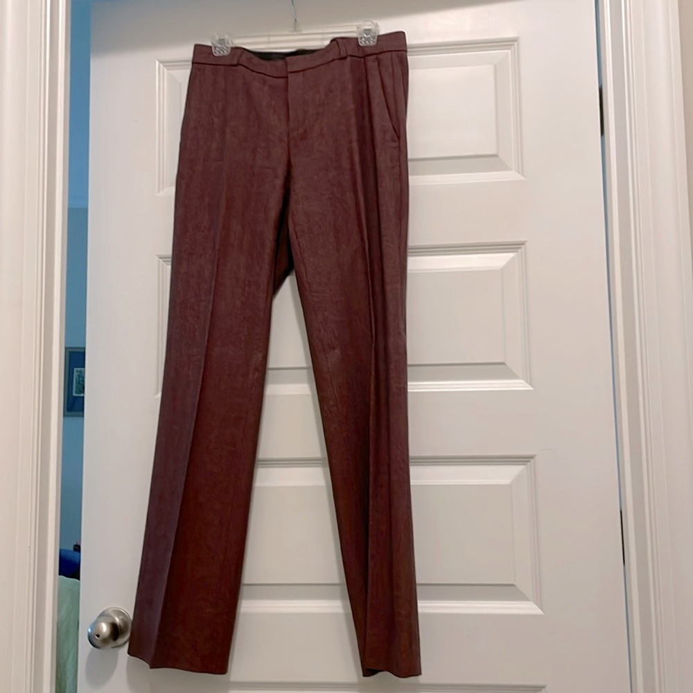EUC Banana Republic Logan Size 6 burgundy work trouser herringbone